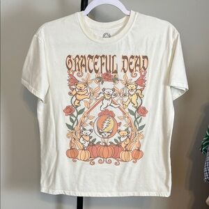 VFUC Grateful Dead Cream Tee with Orange Floral Pumpkin Graphic Large 10/12
